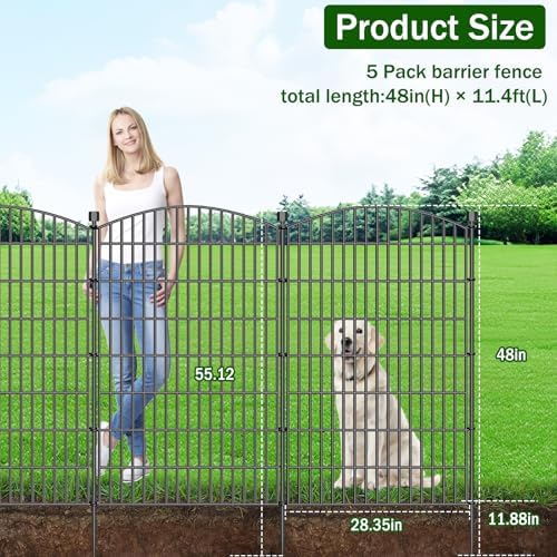 No Dig Decorative Garden Fence 10 Panels, 48 in (H) x 22.6 ft (L), Dog Fence Outdoor for Yard, Rustproof Metal Animal Barrier Ground Stakes Fencing for Garden, Patio, Flower Bed - Image 2