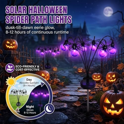 Solar-Powered Halloween Spider Ground Lights, Solar-Powered Garden Lights - Image 3