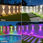 NIORSUN Solar Fence Lights Outdoor, 16 Pack Up and Down Waterproof Solar Wall Lights, Fence Lights with Lens, Warm & Cool White + RGB, Dusk to Dawn Lighting for Patio, Backyard, Pool, Railing (White) - Image 4