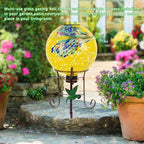 10" Diameter Solar Gazing Ball and 8.5" Metal Stand (Yellow) - Image 3