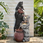 38" H Playful Twin Bear Statue Outdoor Fountain with LED Lights - Image 3