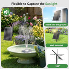 Antfraer 8W Solar Fountain Pump Built-in 3600mAh Battery & LED Lights, Solar Powered Water Pump with Double-Layer Nozzle & 5ft Tubing, Solar Water Fountain For Bird Bath Pond Garden DIY Water Features - Image 5