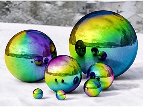 15 inch Diameter Gazing Ball,Rainbow Stainless Steel Polished Reflective Smooth Garden Sphere Globe Mirror,Colorful and Shiny Addition to Any Garden or Home - Image 4