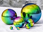 15 inch Diameter Gazing Ball,Rainbow Stainless Steel Polished Reflective Smooth Garden Sphere Globe Mirror,Colorful and Shiny Addition to Any Garden or Home - Image 4