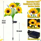 Solar Lights Outdoor Garden Decor 4 Pack Sunflower Firefly Solar Flowers - Image 3