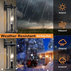 16in 2-Light Black Outdoor Wall Lights Dusk to Dawn Porch Light - Image 7
