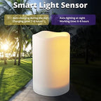 NURADA Large Outdoor Solar Powered Candles - Flameless Pillar Waterproof Rechargeable Candle Set, White Resin, LED Light,Rechargeable Solar Battery Included, for Patio Decor, 3.25"x4"5" 6" - Image 2