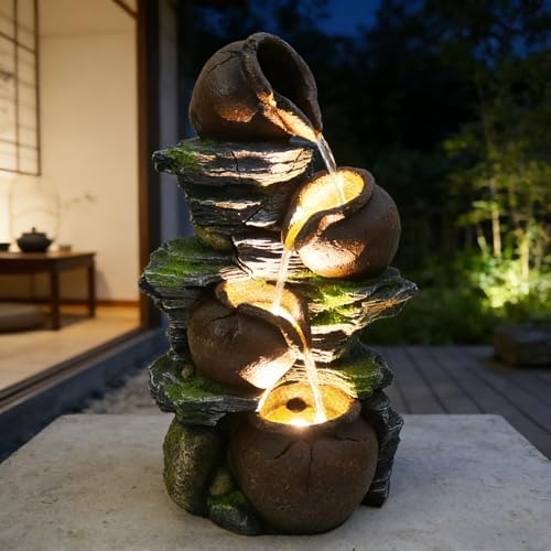 4-Tiered Outdoor Tabletop Water Fountain 17.9” - Image 6
