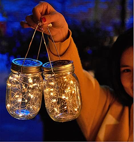 Lxcom Lighting Solar Mason Jar Light, Hanging Garden Light, LED Waterproof Best Terrace Lawn Decoration, Warm Light, Pack of4 - Image 3