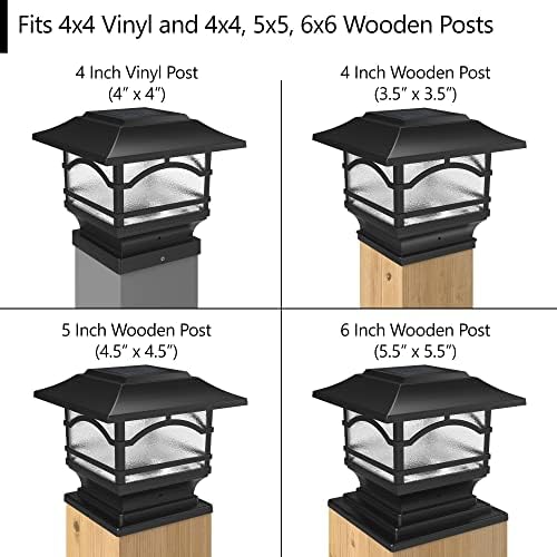 Davinci Lighting Premium Solar Outdoor Post Cap Lights - 4x4 5x5 6x6 - Bright LED Light for Fence Deck Garden or Patio Posts - Slate Black (2 Pack) - Image 4