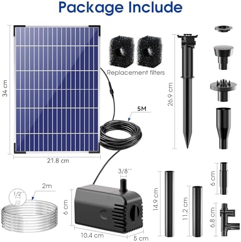 Biling 12W Solar Pond Pump Dry-Run Protection Quiet Fountain Pump Bird Bath - Image 6