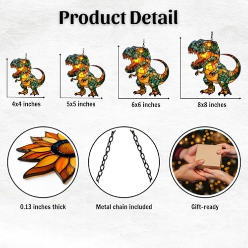 Cute Chibi T-rex Acrylic Suncatcher - Image 2
