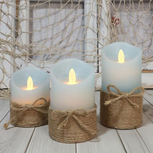 Nautical Decor Ocean Blue Flameless Candles with Remote - Image 4