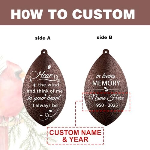 ASTARIN Sympathy Wind Chimes Custom, Personalized Dragonfly Wind Chimes Sympathy Gifts for Remembrance, Bereavement Gifts for Men in Memory Wind Chime, 36 inch Windchime(Produced in Texas) - Image 5