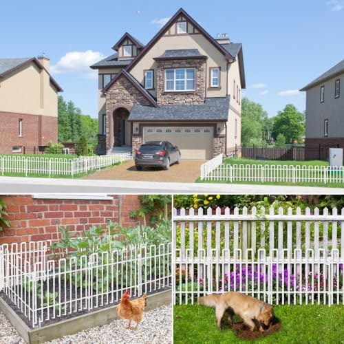 26 Panels No Dig Animal Barrier Fence, 13in(H) x 37ft(L) Garden Edging Border Fencing, Rustproof Metal Stakes Decorative Garden Fence, Dog Digging Defense Fencing Barrier for Outdoor, Yard, White - Image 7