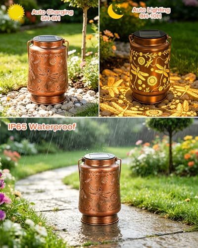 ANYTALK Birthday Gifts for Women Mom Grandma, Dragonfly Solar Lanterns Outdoor Waterproof, Hanging Solar Lights for Yard, Patio, Porch, Garden Decor - Image 3