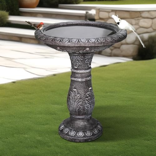 24.4" H Concrete Bird Bath for Outdoors - 24.4" H * 20" Φ Bird Bath for Outside, Classical Birdbath Patio Decor - Image 4
