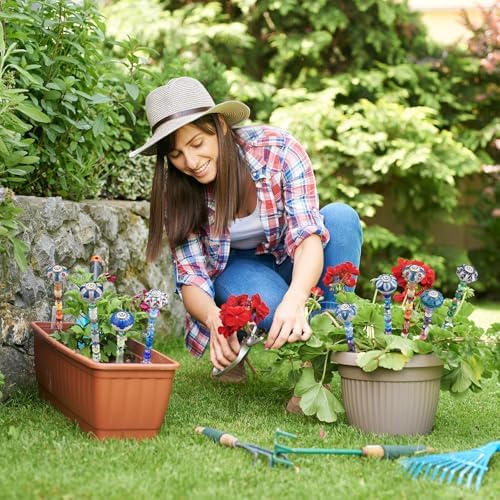 Silipull 255 Pcs 14 Inch Christmas Garden Stakes Decorative Blue and White Porcelain Ceramic Round Beaded Garden Stakes Decor Fairy Sticks for Indoor Outdoor Yard Lawn Pathway Patio Decoration - Image 4