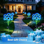 Solar Sunflower Lights Outdoor Garden Decor, 6 Pack Solar Blue Flowers Lights with 36 Sunflowers, Waterproof Fall Decor Stake Decorative Light Auto ON/Off for Garden Yard Patio, Gift for Women - Image 7