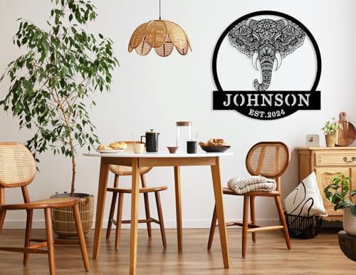 Customized Elephant Lover Family Wall Decor, Personalized Elephant Name Sign, Metal Name Signs Personalized, Elephant Monogram Wall Decor, Metal Family Name Sign for Outdoor, Housewarming Gifts - Image 4