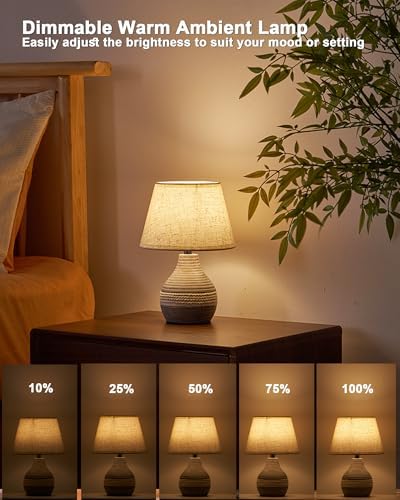UMEXUS 10" Small Ceramic Cordless Table Lamp, Rechargeable Battery, Coastal - Image 6