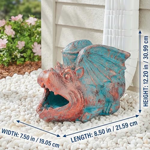 Gothic Gargoyle Gutter Guardian Rain Downspout Extension Outdoor Statue, 12 Inch High, Cast Stone Resin, Bronze Stone Finish for 3"x4" Decorative Gutter Extension - Image 6
