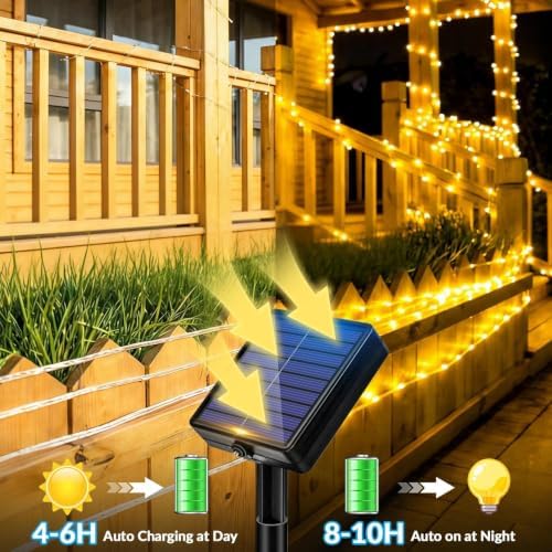 Total 104FT 240LED Solar Rope Lights Outdoor Waterproof, Warm White - Image 3