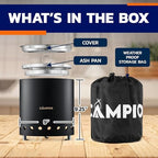 CAMPIOR Wood Burning Fire Pit Stove with Black Exterior - Smokeless Outdoor Stove for Efficient Wood Fires, Camping, and Gatherings, Stainless Steel with Removable Ash Pan, Stand and Carry Bag - Image 2