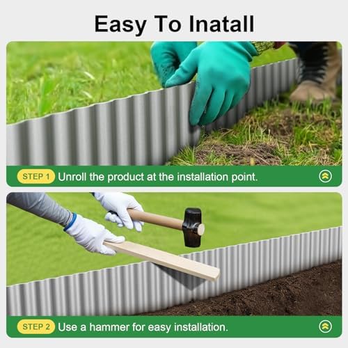 Land Guard Corrugated Garden Edging Border, 12" × 25' Landscape Paver Edging, Tall Landscape Edging, Fence for Garden, Flower Bed, Lawn and Landscape Edging (Silver) - Image 7