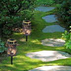 Poceacles 4 PCS Cross Solar Pathway Lights - Outdoor Grave Solar Lights, Waterproof Cemetery Flameless Candles, Brown - Image 4