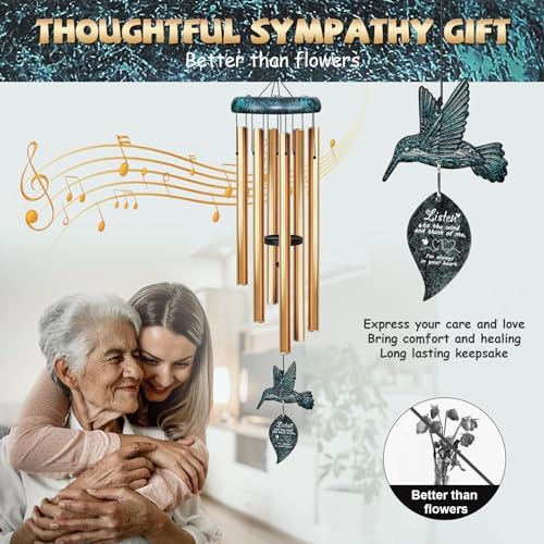 Sympathy Wind Chimes for Outside Deep Tone, Memorial for Loss of Loved One Prime, Bereavement Condolence Remembrance Funeral Gifts for Grieving Friends Loss of Mother Father - Image 2