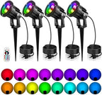 OurLeeme Lawn Flood Light Stake, RGB Spot Lights,8W Outdoor LED Flood Light Waterproof Garden Yard Lights with Remote Control,2-in 1 Landscaping Spotlights for Patio,Pathway, Driveway 85-265V (4 Pcs) by OURLEEMELIGHTING