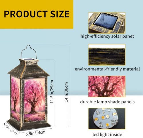 Solar Lantern Cherry Blossom Tree Full Bloom Outdoor Waterproof Garden Hanging Lantern Solar Powered Lighting Outside Solar Light for Patio Yard Camping, Gifts for Women Mom - Image 2