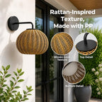 Outdoor Wall Light, Rattan-Style Wall Sconce for Covered Porches - Image 4