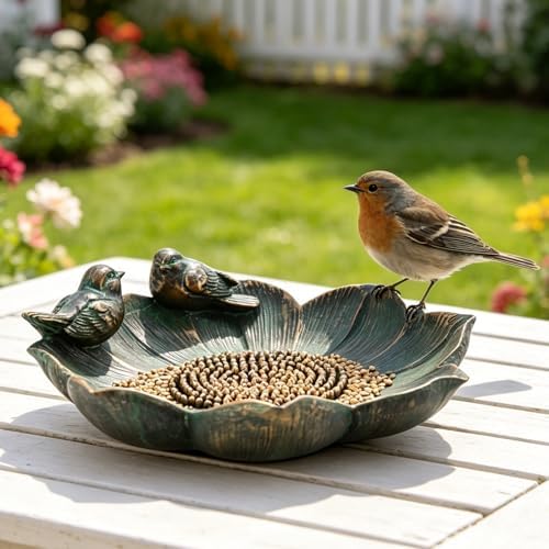 Decorative Bird Baths for Outdoor Bronze Bird Water Feeder Birdbath Bowl - Image 4