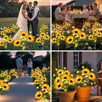 6 Pack Solar Sunflowers with Firefly Lights Garden Decor Gifts - Image 2