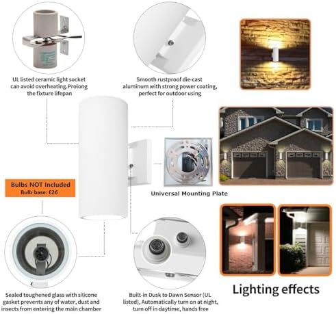 Dusk to Dawn Sensor Outdoor Wall Light, Waterproof Exterior Lights - Image 2