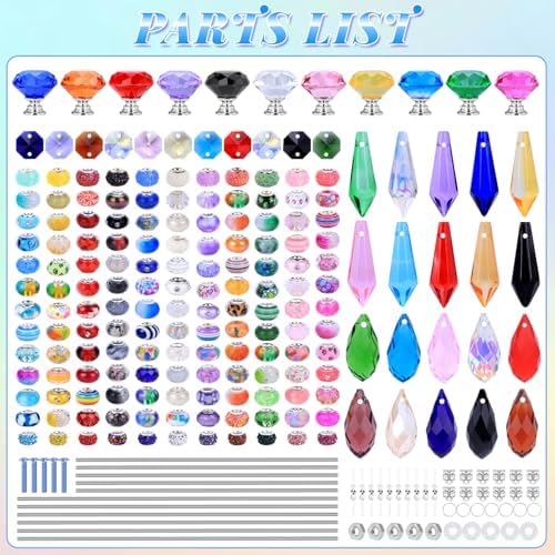 AIPRIDY DIY Crystal Beaded Fairy Wand Garden Stakes Kit, Colorful Decorative Wands with Assembly Guide, 12 or 10 Inch Threaded Rods,Outdoor Garden Decoration Set (423, Rainbow+Diamond Top) - Image 2