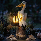 Solar Pelican Garden Statue with LED Lantern, 11.4 Inch Hand-Painted Resin Outdoor Figurine Light for Patio Lawn Yard, Coastal Bird Gift for Women Mom Grandma by GIGICICI