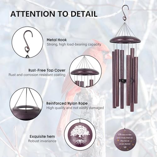 ASTARIN Memorial Wind Chimes Personalized, Sympathy Gifts for Loss of Loved One Mother Father, in Memory of Loved One Bereavement Gift for Condolence, Deep Tone Windchime - Image 4