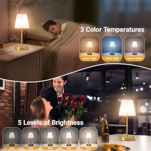 1 pack Cordless Table Lamp Rechargeable, 10000 mAh Portable LED Battery Operated Lamp With Remote Control, 10 Colors Dimmable Touch Desk Light with Timer for Bedside Night Light Outdoor Patio Camping - Image 5