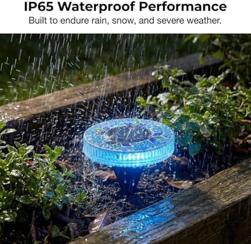 Solar Disk Lights Outdoor Waterproof, Decorative Mosaic Solar Ground Lights, Highly Weather-Resistant Landscape Lighting for Garden, Pathway, Walkway, Patio, Yard Decor (4, Purple) - Image 3