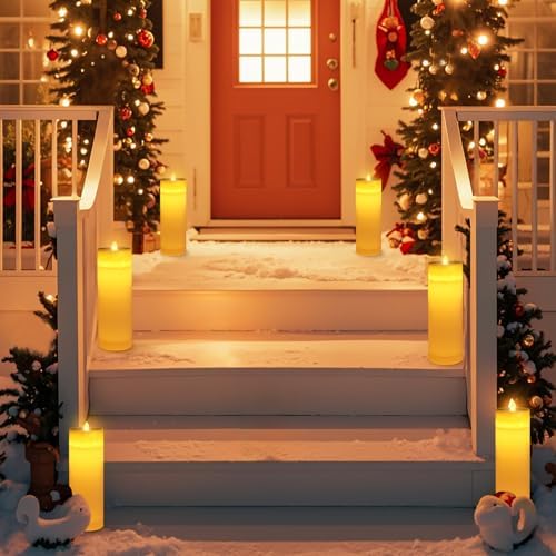 Solar Flameless Candles LED: 2 Pack 4*12 Inch Waterproof Pillar Candle with Remote Control Dual Charging (Solar & USB) for Outdoor Indoor Use - Christmas Weddings Table Centerpiece Patio Home Decor - Image 3