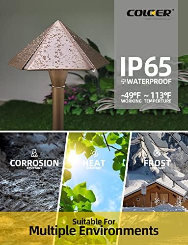COLOER 1-Pack Brass12V Low Voltage Garden Path Lights Outdoor(605B) - Image 5