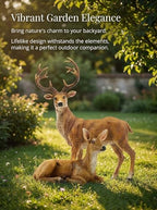 Resin Female Deer & Standing Male Deer Figurine Animals Statue Home Garden Yard Ornament Lawn Outdoor Patio Decor - Image 2