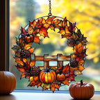 Fall Floral Wreath Acrylic Suncatcher by AVAGAN