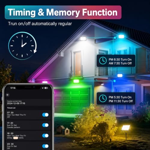 T-SUN LED Flood Lights Outdoor, 600W Equivalent Smart RGB Landscape Light - Image 4