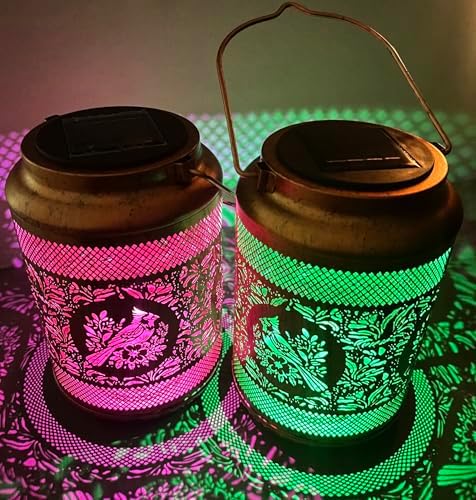 Solar Hanging Lanterns Outdoor Waterproof, 2 Pack Metal Decorative Lights - Image 5