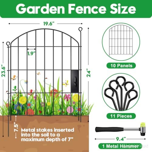 Decorative Garden Fence 24in (H) x16ft (L),Arched Metal No Dig - Image 2