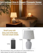 UMEXUS 13" Small Rechargeable Cordless Table Lamp, Pineapple Ceramic Base - Image 3